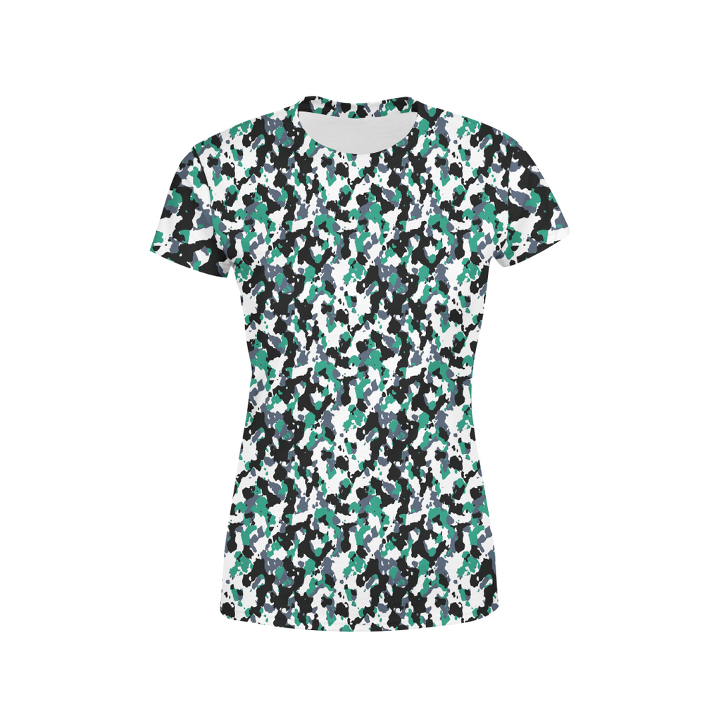 Women's Green White Camo T-Shirt