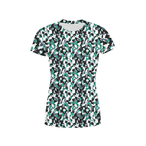 Women's Green White Camo T-Shirt