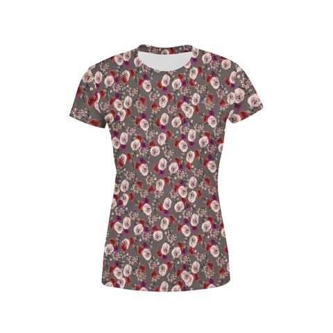 Women's Pink Purple Roses T-Shirt