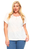 Women's Plus Size Lace Front Tie Top