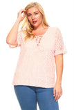 Women's Plus Size Lace Criss Cross Tie Top