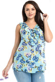 Women's Plus Size Sleeveless Floral Layered Tie Top