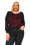 Women's Plus Size Cropped Sweater Top With Metallic Jagged Lines
