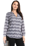 Women's Plus Size 3D Zig Zag Print Button Down Top