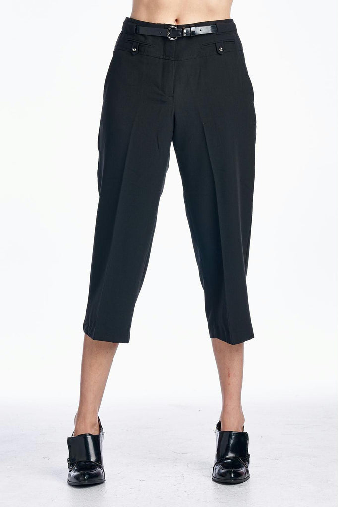 Larry Levine Stretch Capris with Belt